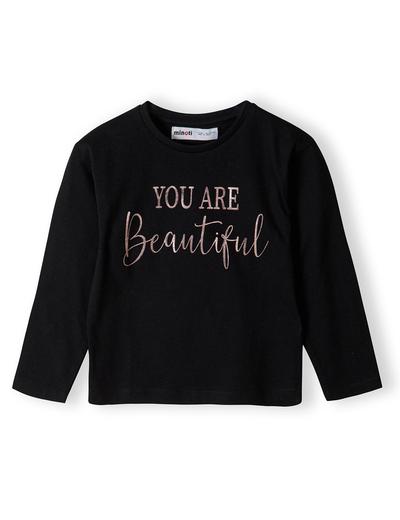Bawełniana bluzka dziewczęca czarna- You are beautiful