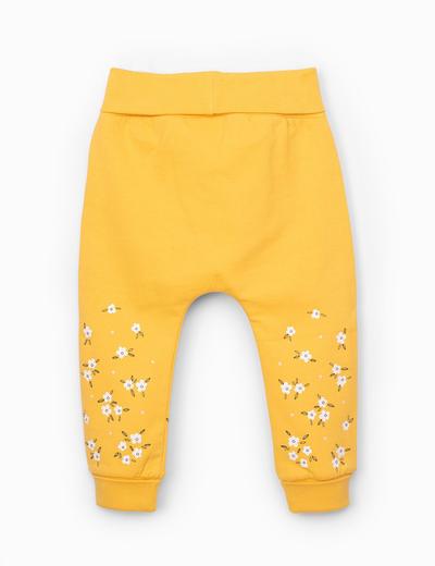 Spodnie dresowe z kwiatkami - żółte