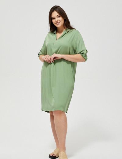 Koszulowa sukienka damska w oliwkowym kolorze