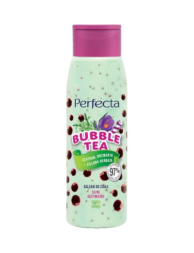 Perfecta Bubble Tea, balsam do ciała Silne odżywienie Szafran, Rozmaryn + Zielona Herbata, 400 ml