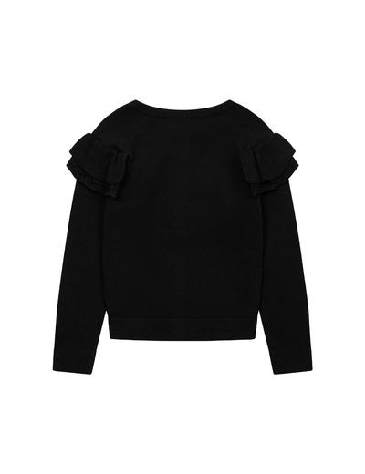 Czarny sweter dziewczęcy rozpinany z haftem