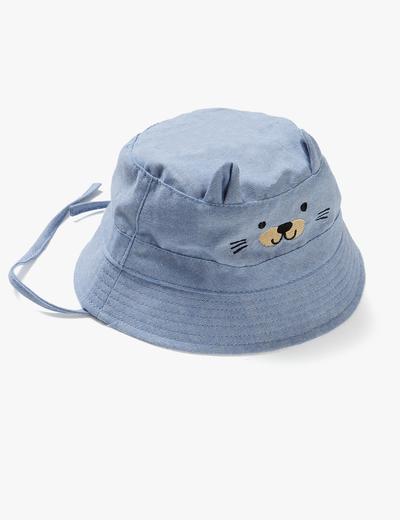 Jeansowy kapelusz niemowlęcy Kotek
