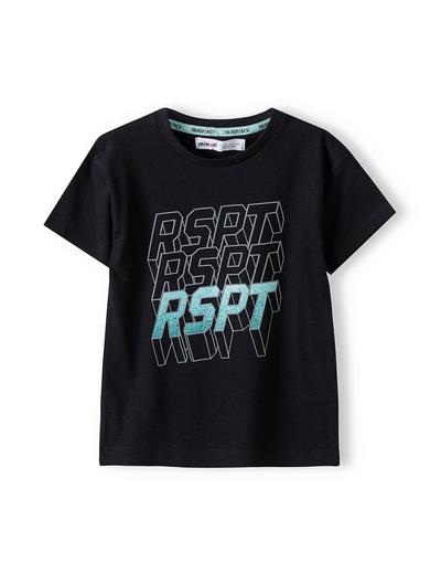 Czarny t-shirt dla małego chłopca z bawełny- RSPT