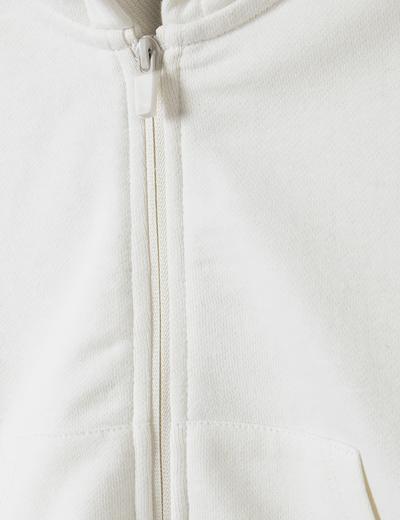 Biała bluza dresowa rozpinana dla dziewczynki z paskami