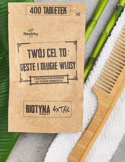 TWÓJ CEL TO Suplement diety  Gęste i długie włosy z naturalnym krzemem z pędów bambusa - 400 tabletek