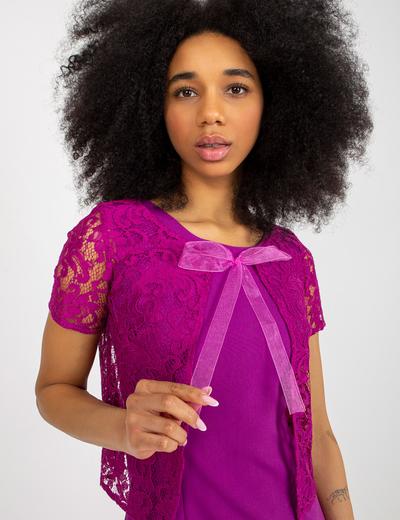 Fioletowa ołówkowa sukienka koktajlowa z bolerkiem