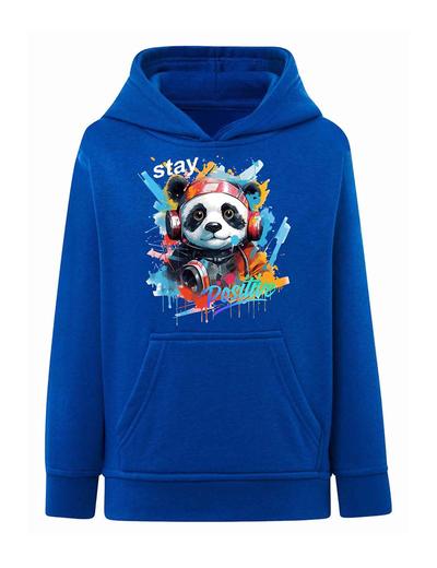 Niebieska chłopięca bluza kangurka z kapturem Panda