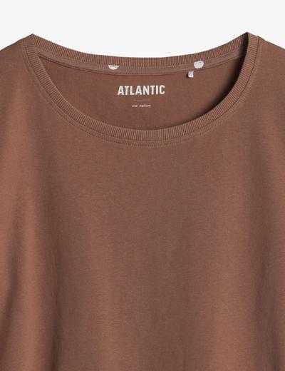 Piżama damska dzianinowa - brązowy t-shirt i spodenki 3/4 - Atlantic