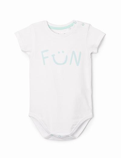 Białe body niemowlęce z napisem- Fun