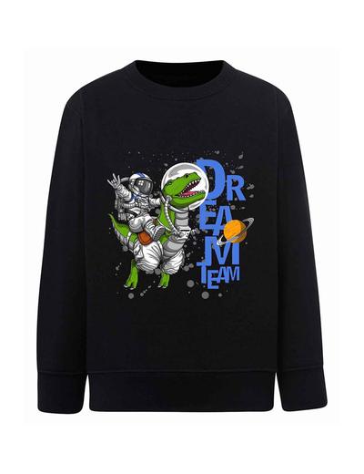 Dzianinowa bluza nierozpinana czarna Astronauta & Dinozaur
