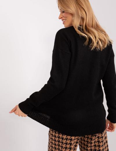 Sweter oversize z dekoltem V czarny