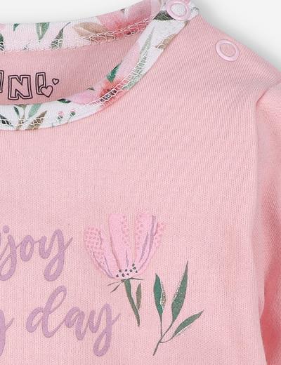 Bluzka niemowlęca PINK FLOWERS z bawełny organicznej różowa