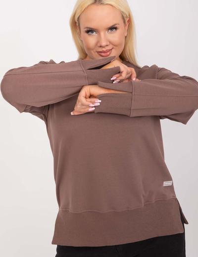 Brązowa dresowa bluza damska plus size z bawełny
