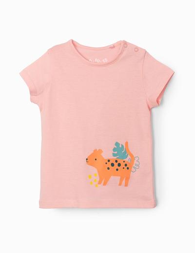 Bluzka dziewczęca ze zwierzakiem - różowe