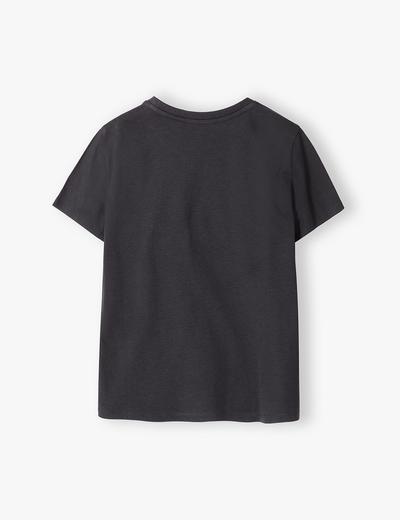 Szary t-shirt bawełniany dla chłopca z napisem 3D