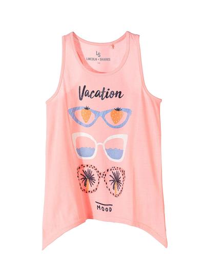 Bluzka na lato dla dziewczynki- różowa w kolorowe okulary