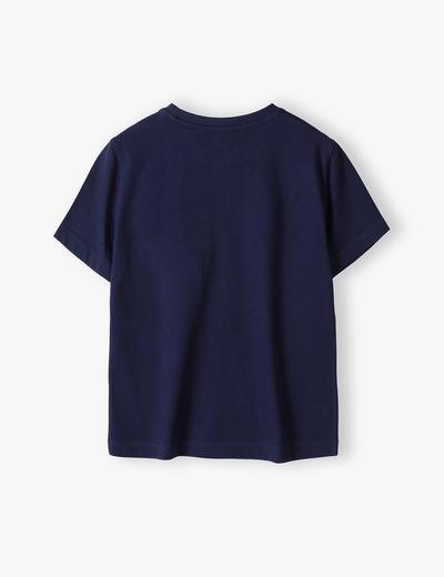 Granatowy t-shirt chłopięcy z bawełny - Lincoln&Sharks