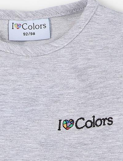 Bluza dresowa dziewczęca z hatem I Love Colors- szary melanż