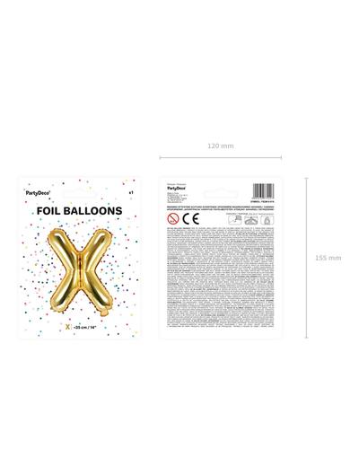 Balon foliowy Litera ''X'' 35cm - złoty