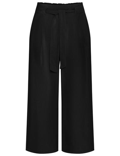 Czarne spodnie damskie z paskiem typu kulot