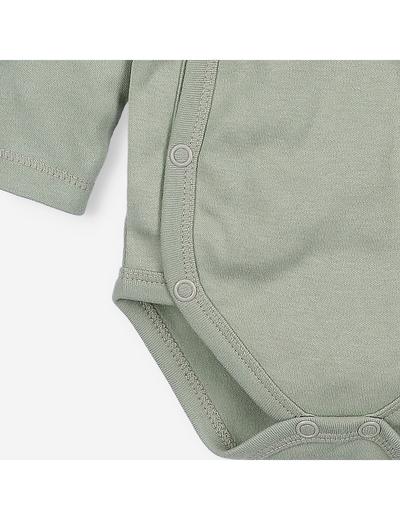 Body niemowlęce z bawełny organicznej kolor oliwkowy długi rękaw