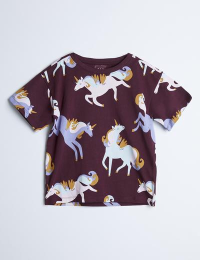 Bawełniany t-shirt dziewczęcy w jednorożce - Limited Edition
