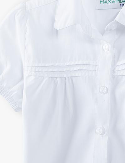 Biała elegancka koszula dziewczęca zapinana na guziki - krótki rękaw