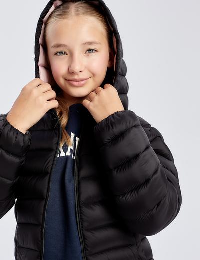 Czarna pikowana, lekka kurtka przejściowa dla dziewczynki - Limited Edition