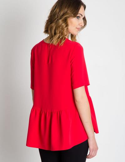 Wiskozowa bluzka damska na krótki rękaw w kolorze czerwonym