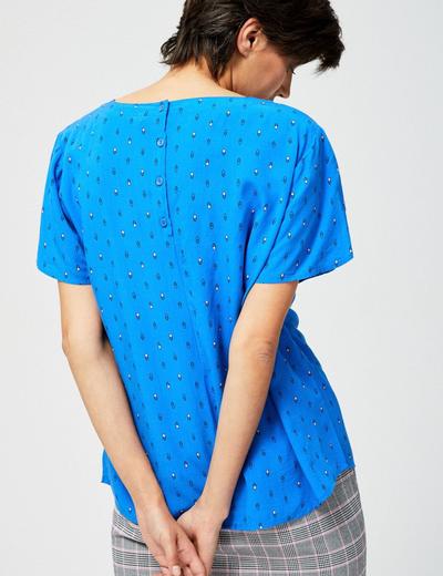 Bluzka koszulowa we wzory niebieska