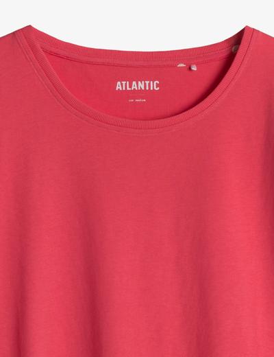 Piżama damska dzianinowa - koralowy t-shirt i spodenki 3/4 - Atlantic