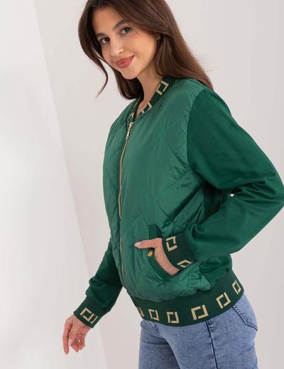 Zielona bluza bomberka damska z ozdobnymi ściągaczami