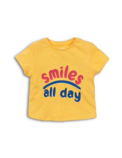 Żółty t-shirt dziewczęcy z napisem Smiles All Day