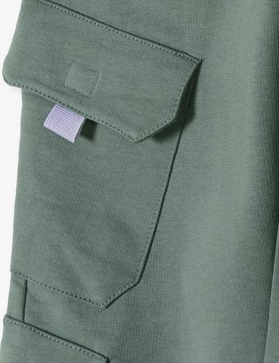 Bawełniane spodnie dresowe dla chłopca khaki - regular fit