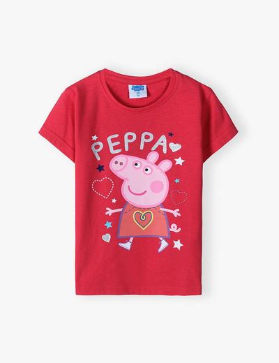 Bawełniany t-shirt dziewczęcy Świnka Peppa różowy