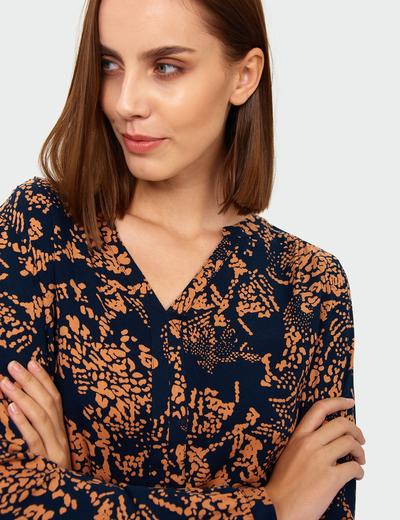 Bluzka damska z wiskozy  w pomarańczowe wzory