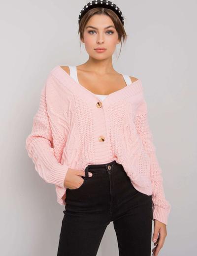 Oversizowy sweter damski - jasny róż