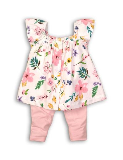 Komplet niemowlęcy tunika w kwiatki i legginsy różowe