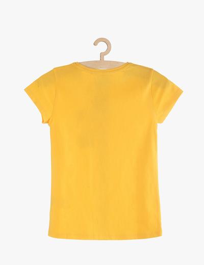T-Shirt dziewczęcy żółty z napisem Trouble maker