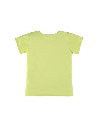 Limonkowy t-shirt dziewczęcy z nadrukiem