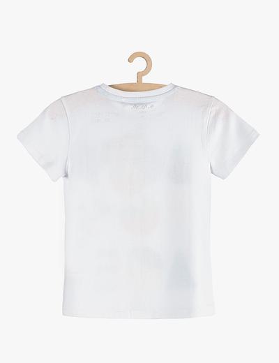 T-shirt chłopięcy biały z kolorowym napisem