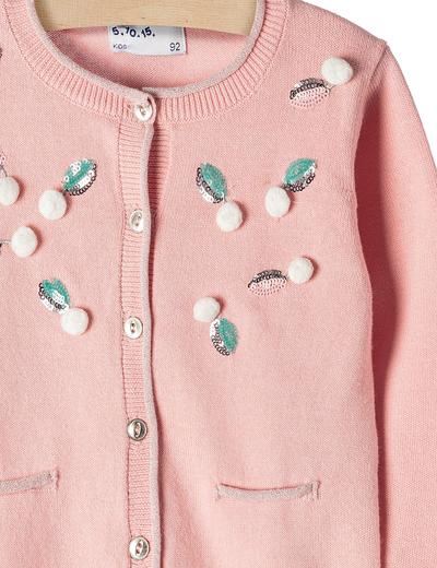 Sweter dziewczęcy różowy z połyskującymi detalami