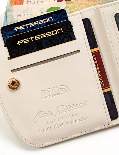 Mały portfel damski biały ze skóry ekologicznej - Peterson