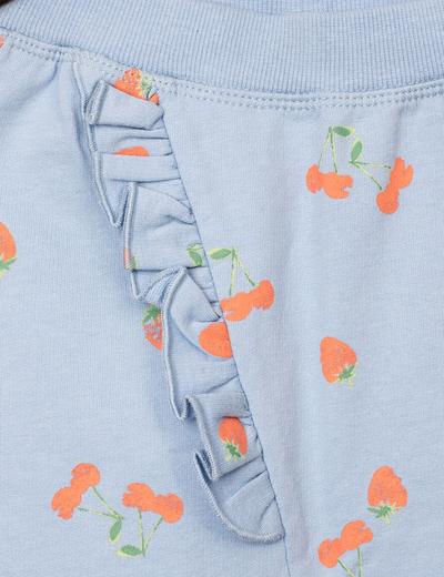 Spodnie niemowlęce dresowe- niebieskie w owoce