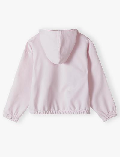 Krótka bluza dziewczęca z kapturem - różowa