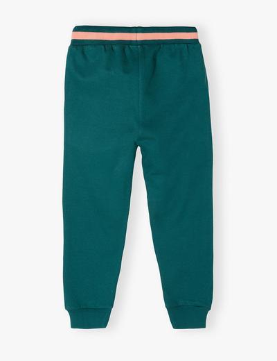 Spodnie dresowe dla dziewczynki - zielone z serduszkiem
