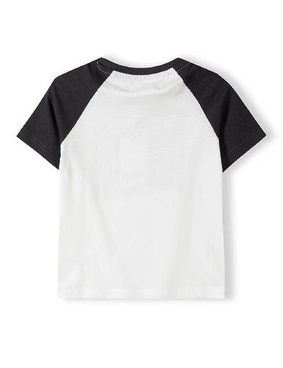 Biały bawełniany t-shirt dla chłopca z napisem