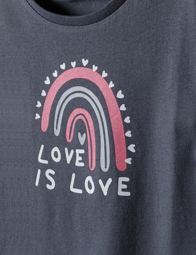 Granatowa koszulka dziewczęca z bawełny- Love is love