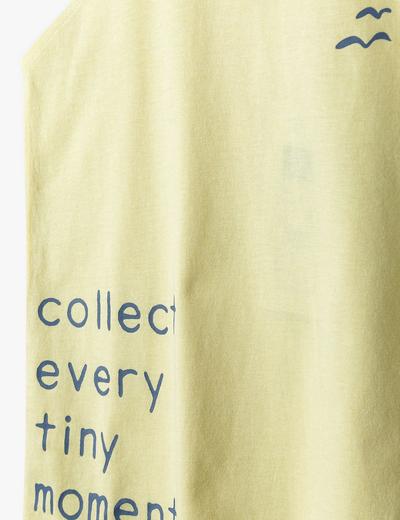 Bawełniany T-shirt dla dziewczynki - żółty