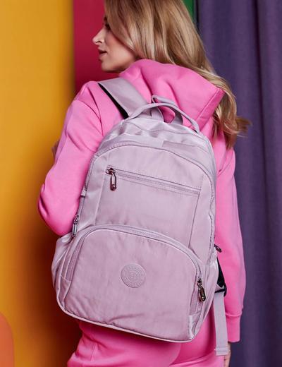 Pojemny plecak damski fioletowy z nylonu - Peterson